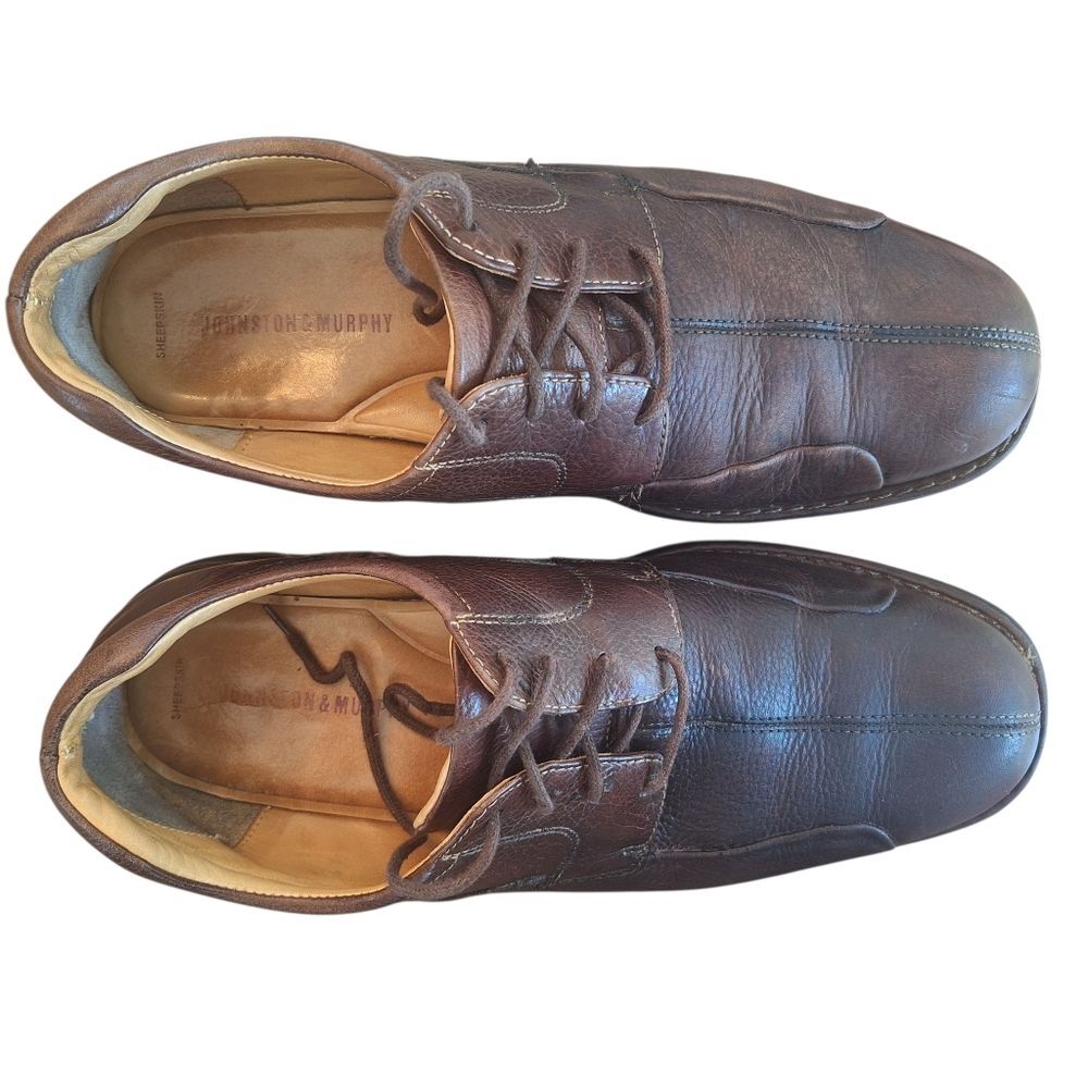 JOHNSTON & MURPHY Shuler Bicycle Brown Pebble Lace-up Size 10M Comfort & Style - Picture 14 of 16